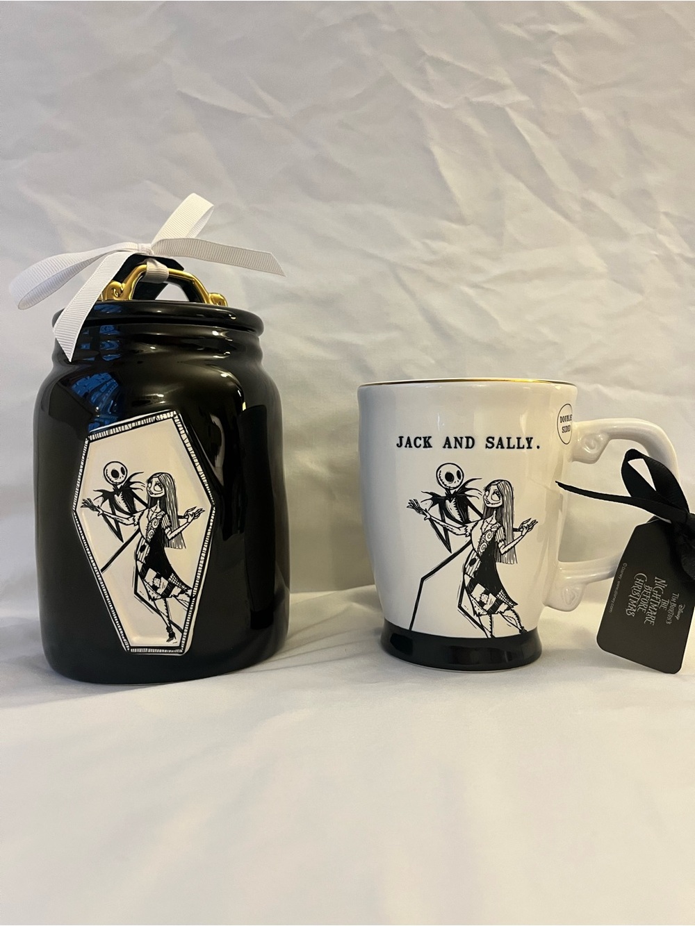 🔥🎃 Rae Dunn Nightmare Before Christmas- Set of Jack & Sally canister & mug-NWT